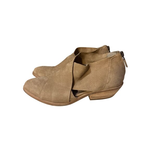 Eileen Fisher Womens Size 6 Vero Cuoio Tan Leather Ankle Booties With Back Zippe - Picture 1 of 7